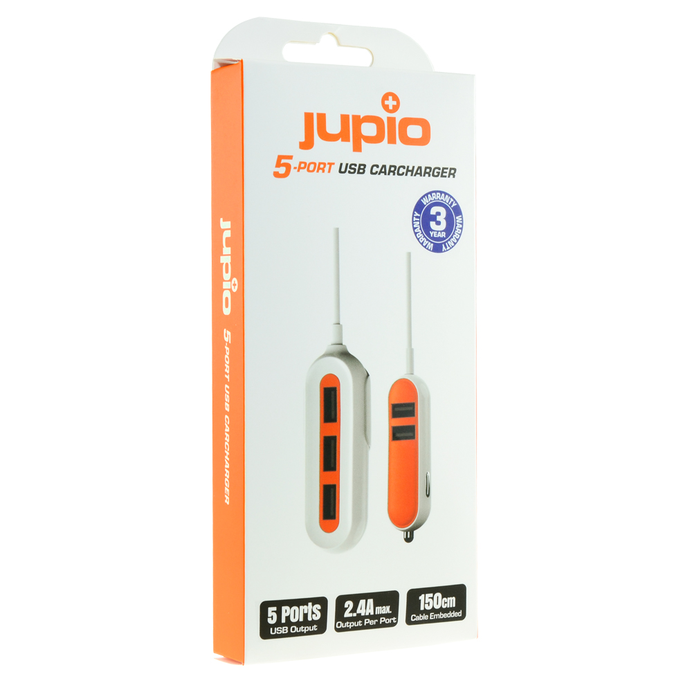 Jupioshop. Jupio 5 Port USB Car Charger (2 front, 3 back) - 12V 5x  USB